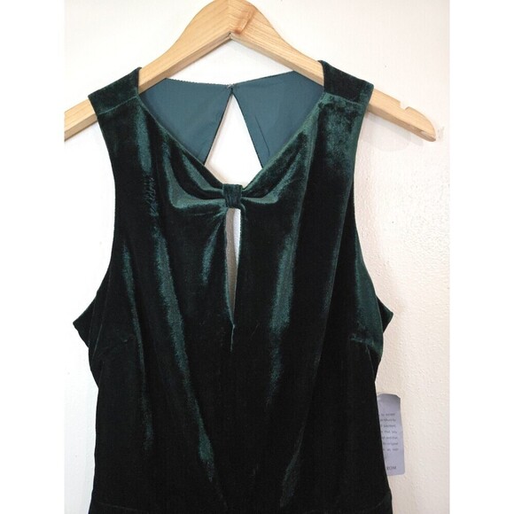 Adelyn Rae Simone Wide Leg Velvet Jumpsuit Womens Medium Hunter Green Cocktail - Picture 3 of 14